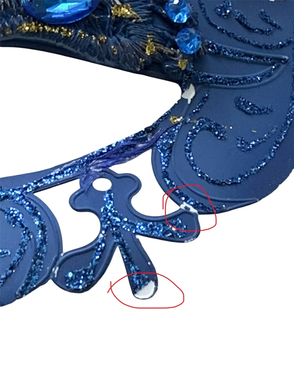 Blue Feathered Masquerade Mask with Stick (G347)